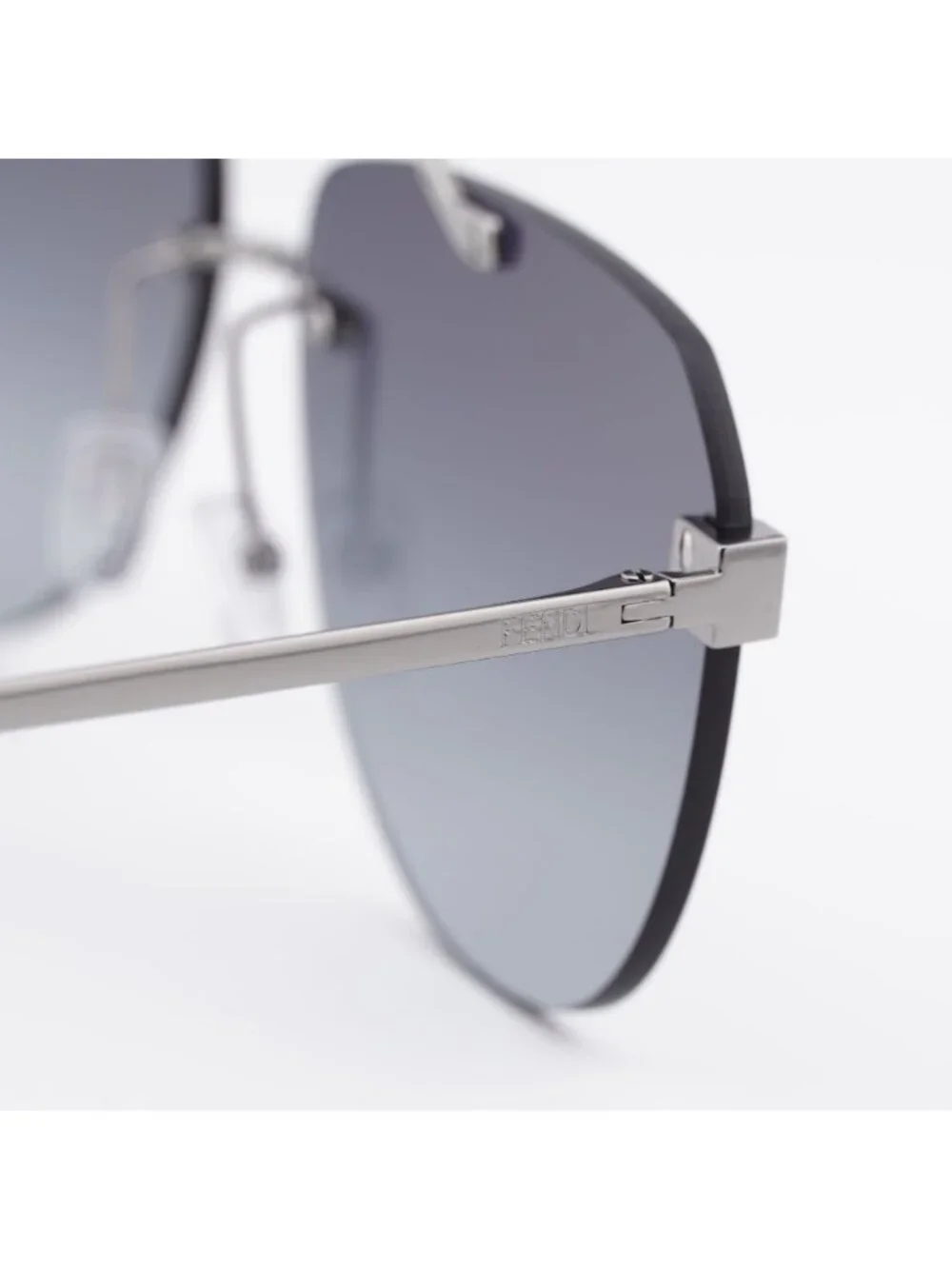 Fendi FE40115U 14B Sunglasses Silver Aviator Frame, Grey Gradient Lenses